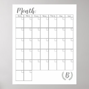 Anpassade Monogram-kalender Poster