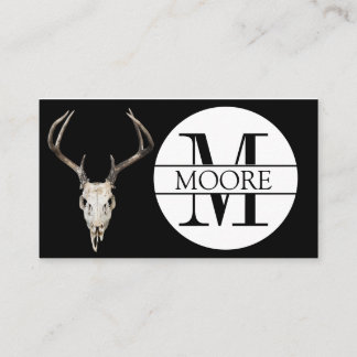 Anpassade Monogram Namn Hjort Skull Antler Visitkort