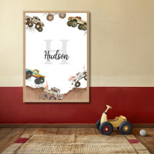 Anpassade Monogram Namn Monster Lastbil Poster