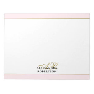 Anpassade monogram Pastell Rosa Guld Initialer Sti Anteckningsblock