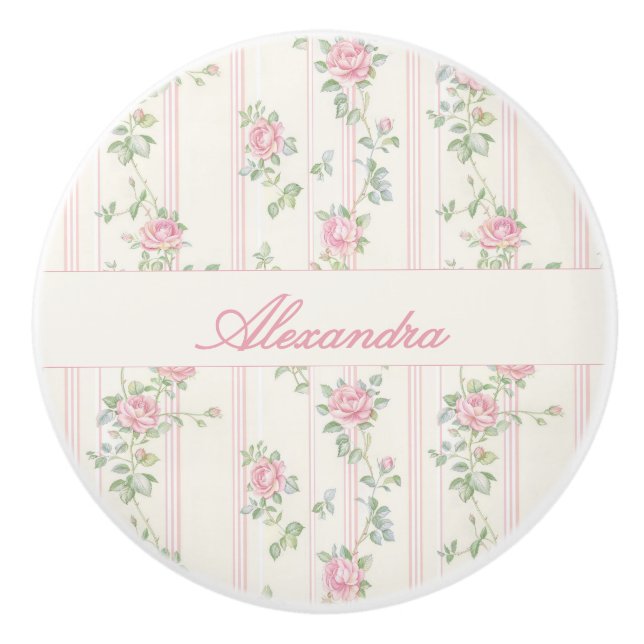 Anpassade Monogram Rosa Coquette Rosor Knopp (Framsidan)