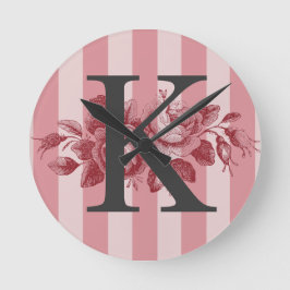 Anpassade Monogram Rosa Rand kål Ro Rund Klocka