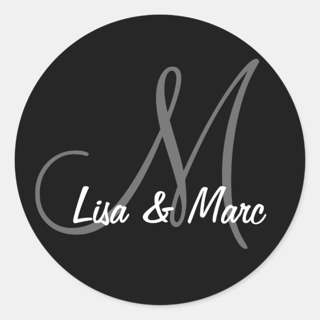 Anpassade Monogram Runt Klistermärke (Framsida)