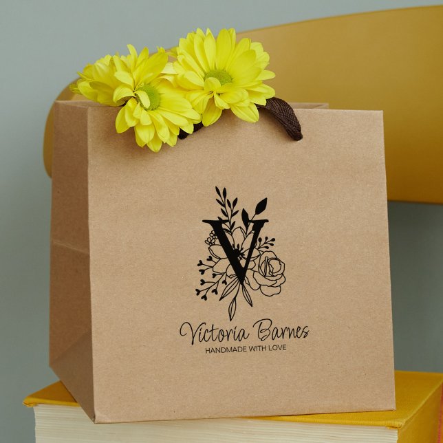 Anpassade monogramblommor Handgjord verksamhet  Stämpel (Skapare uppladdad)