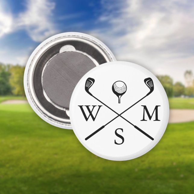 Anpassade monograminitialer svart och vit magnet (Custom Monogram Initials Black And White Magnet)