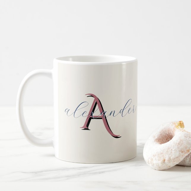 Anpassade Monogramnamn Present för Par Kaffemugg (Med munk)