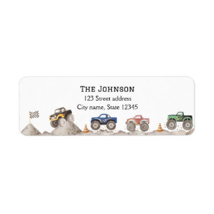 Anpassade Monster Truck Returadressetiketter Returadress Etikett