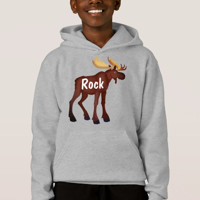 Anpassade Moose - Boy's Hoodie T Shirt (Framsida)