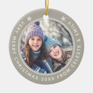 Anpassade Mor Dotter Taupe God jul Julgransprydnad Keramik