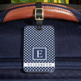 Anpassade Mörk Blåvit polkatodpunkt Bagagebricka