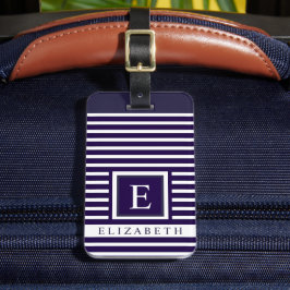 Anpassade Mörk Blåvitstrimlad Linjer Bagagebricka