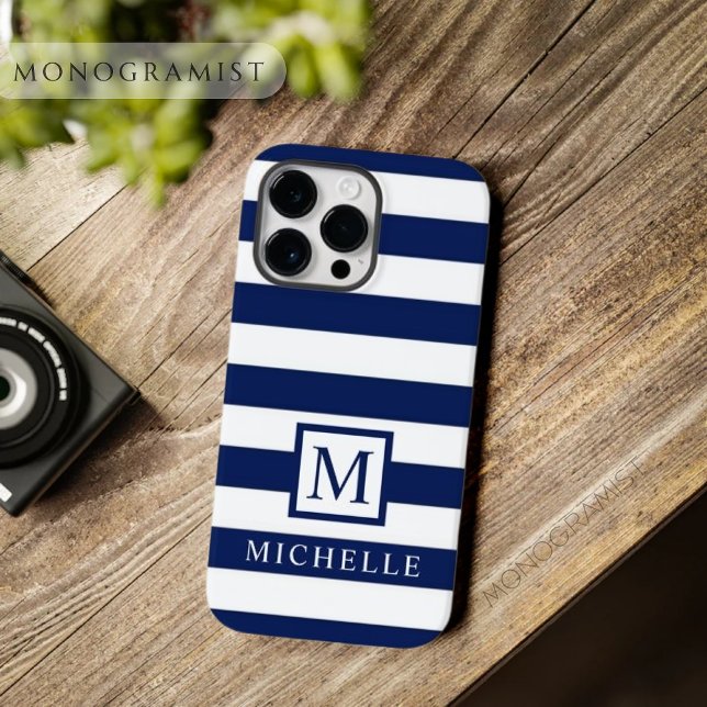 Anpassade Mörk: Blåvitt Färg (Customizable Dark Navy Blue White Color block Case-Mate iPhone Case)