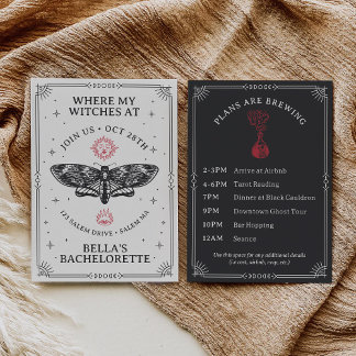 Anpassade Mörk Boho Coven Bachelorette Inbjudningar