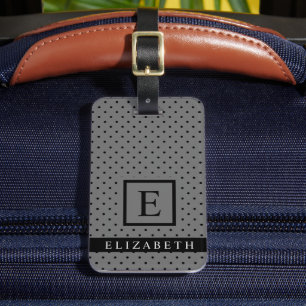 Anpassade Mörk Steel Brown Black Polka Dot Bagagebricka