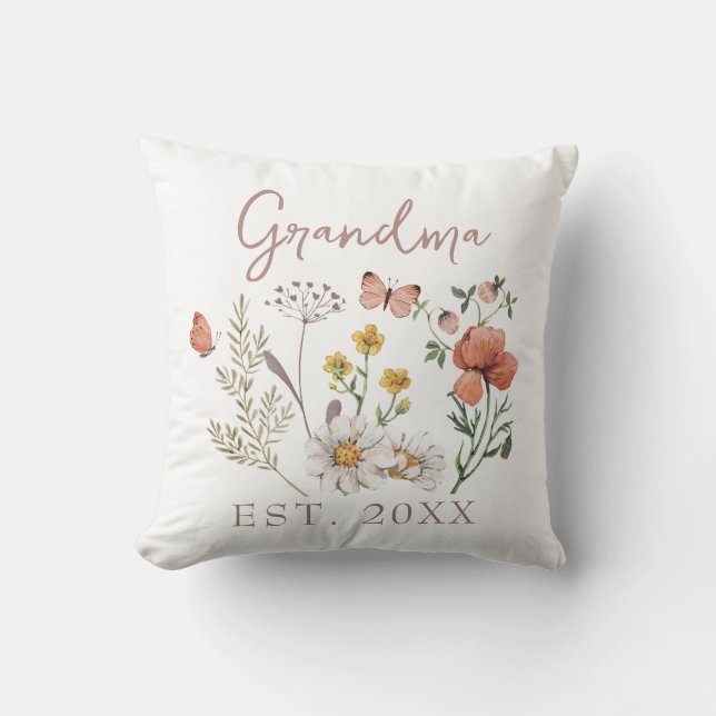 Anpassade mormor vilda blommor kudde (Framsida)