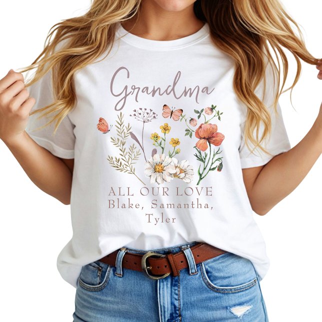 Anpassade mormor vilda blommor t shirt (Skapare uppladdad)