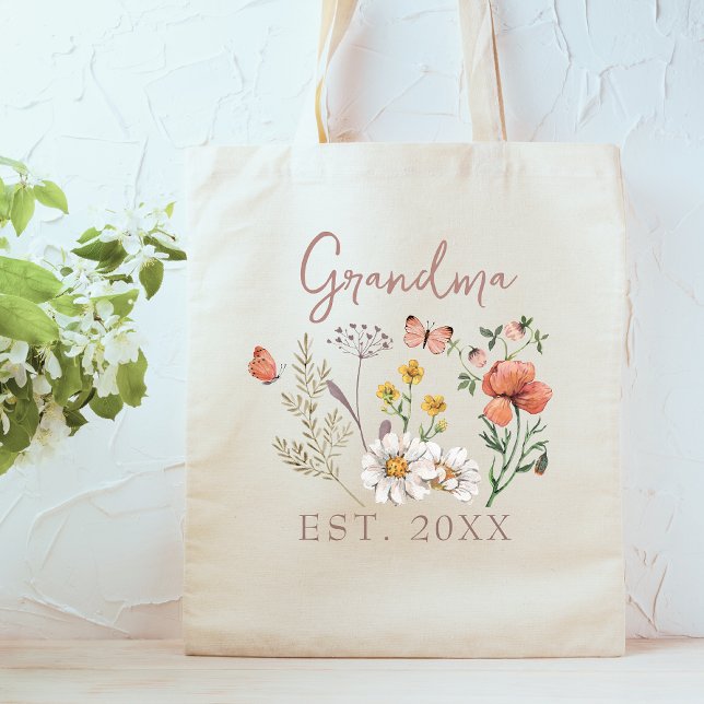 Anpassade mormor vilda blommor tygkasse (Skapare uppladdad)