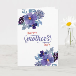 Anpassade mors dag vattenfärgade lila blommor kort