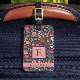 Anpassade Multifärgader för Mörk blått Blommigt Bagagebricka