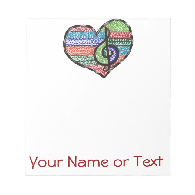 Anpassade Music Heart Treble Clef Doodle Anteckningsblock (Framsida)