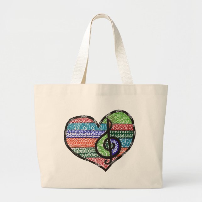 Anpassade Music Heart Treble Clef Doodle Jumbo Tygkasse (Framsidan)