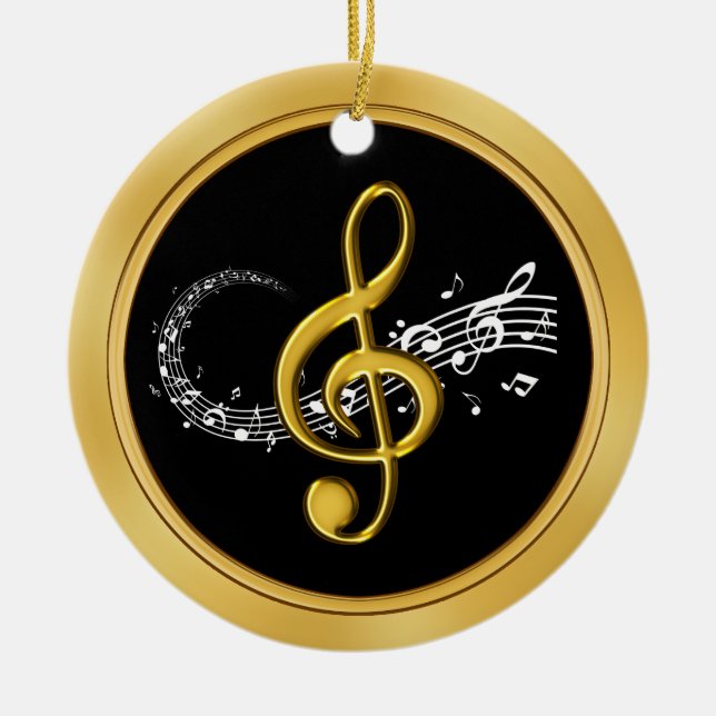 Anpassade Music Note Ornaments BULK eller Köp ETT Julgransprydnad Keramik (Framsidan)