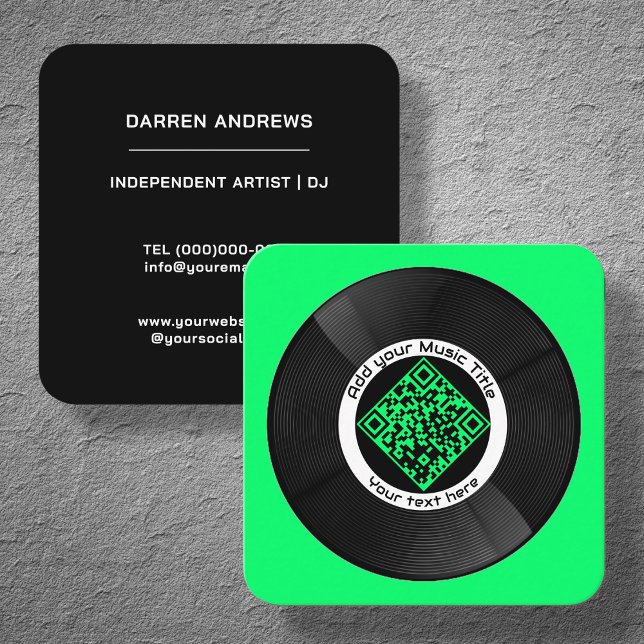 Anpassade Music QR-kod LP Vinyl | Fyrkantigt Visitkort (Skapare uppladdad)