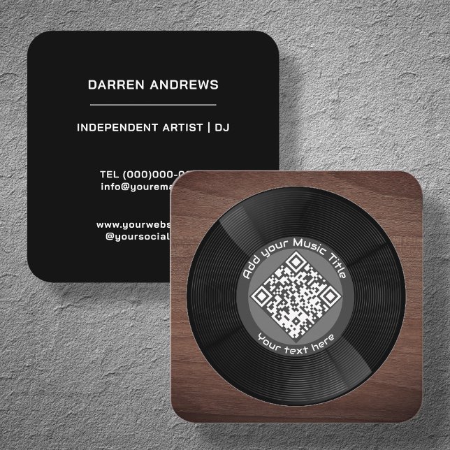 Anpassade Music QR-kod LP Vinyl | Fyrkantigt Visitkort (Skapare uppladdad)