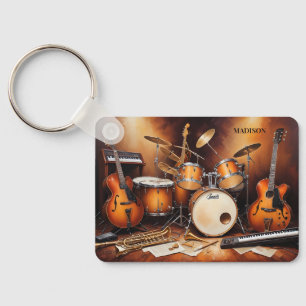Anpassade musikinstrument med namn nyckelring