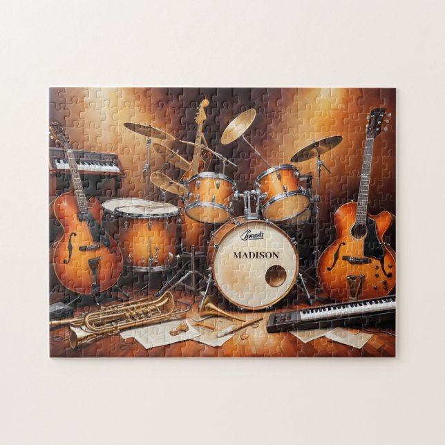 Anpassade musikinstrument med namn pussel (Horisontell)