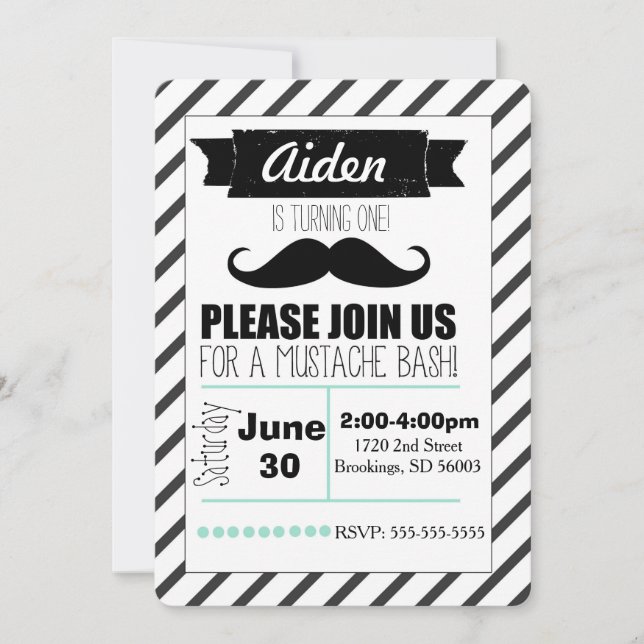 Anpassade Mustache Party-inbjudan Inbjudningar (Framsida)