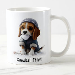 Anpassade Mysiga Beagle Snö-dagen Kaffemugg