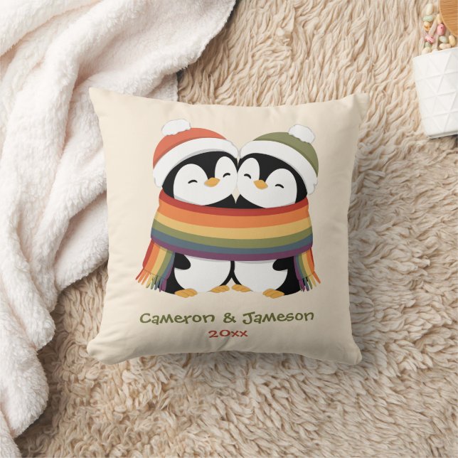 Anpassade Mysiga Pride Pingviner Jul Kudde (Filt)