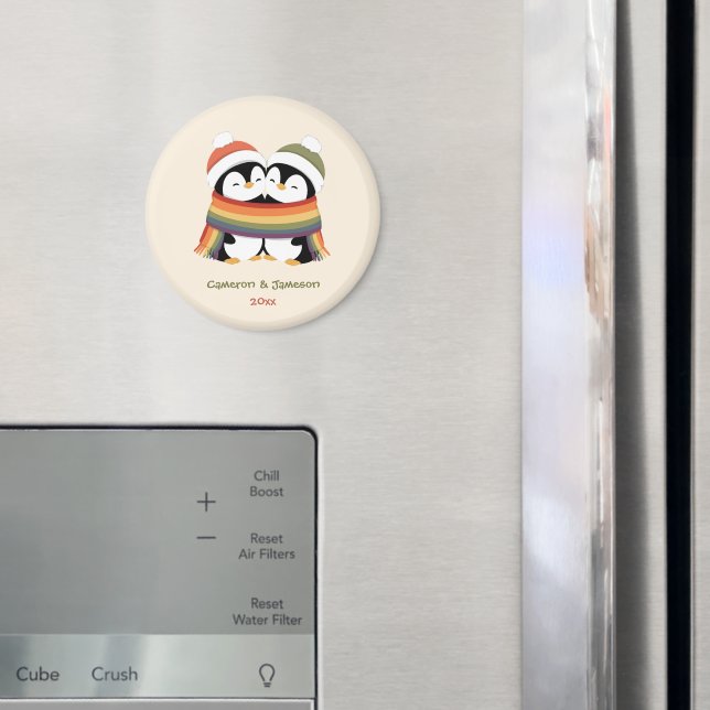 Anpassade Mysiga Pride Pingviner Jul Magnet (In Situ (Fridge))