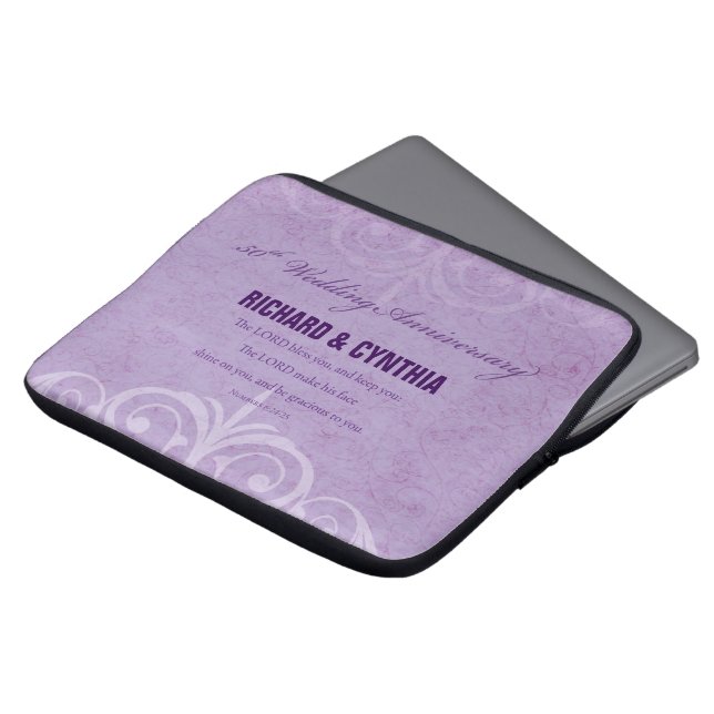 Anpassade namn, 50-års bröllopsjubileum för paret laptop sleeve (Framsida topp)