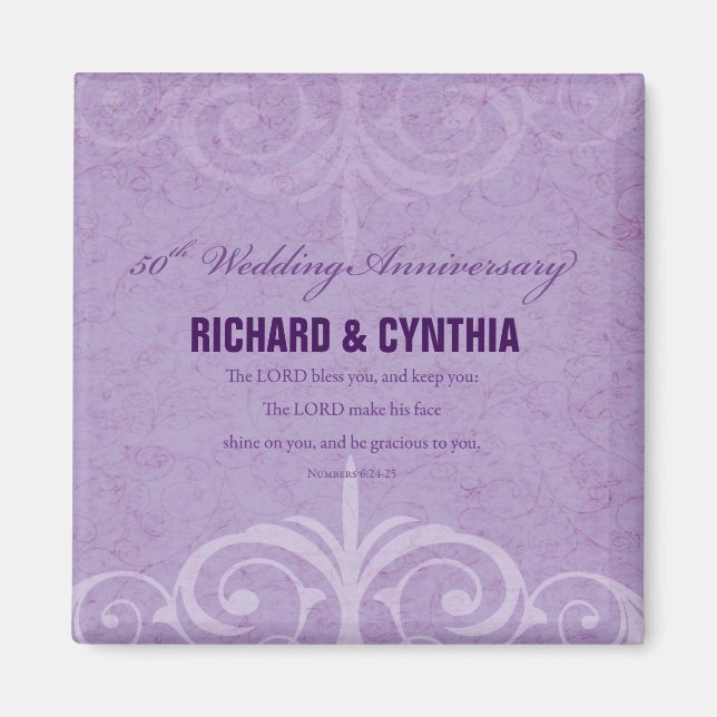 Anpassade namn, 50:e Bröllop-årsdagen till par Magnet (Framsidan)