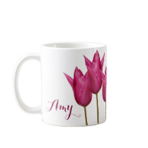 Anpassade namn Amy söt rosa tulips blommigt