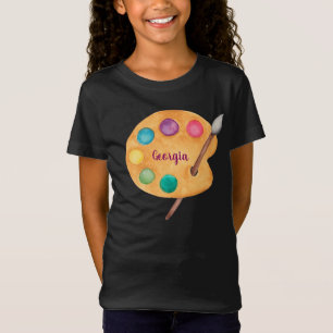 anpassade NAMN Artist Art Palette-målningsbarn T Shirt