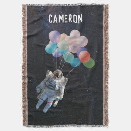 Anpassade Namn Astronaut Stars & Space-ballonger Filt