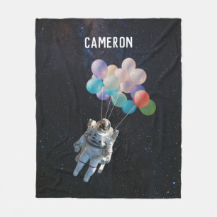 Anpassade Namn Astronaut Stars & Space-ballonger Fleecefilt