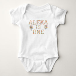 Anpassade namn blomstermönstrade bokstäver baby t shirt