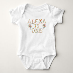Anpassade namn blomstermönstrade bokstäver baby t shirt