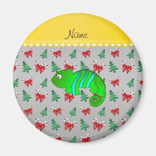 Anpassade namn chameleon silver-polkagrisar magnet (Framsidan)