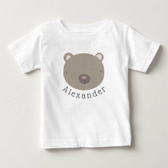 Anpassade Namn Cute Bear Baby T-Shirt (Framsida)