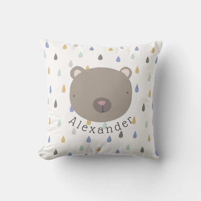Anpassade Namn Cute Bear Kudde (Framsida)