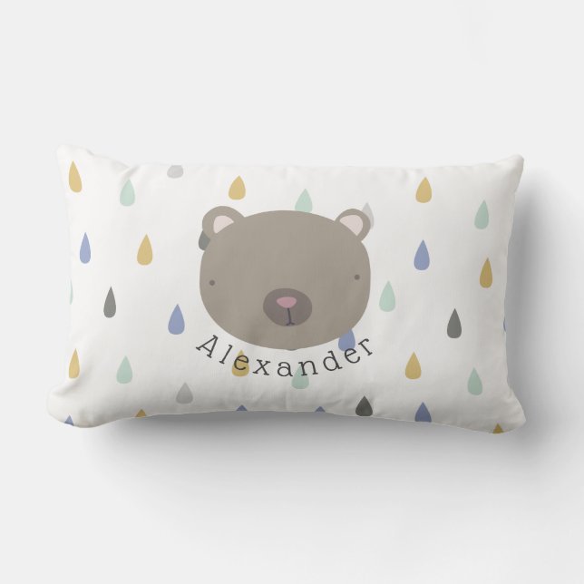 Anpassade Namn Cute Bear Lumbarkudde (Framsida)