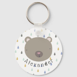 Anpassade Namn Cute Bear Nyckelring