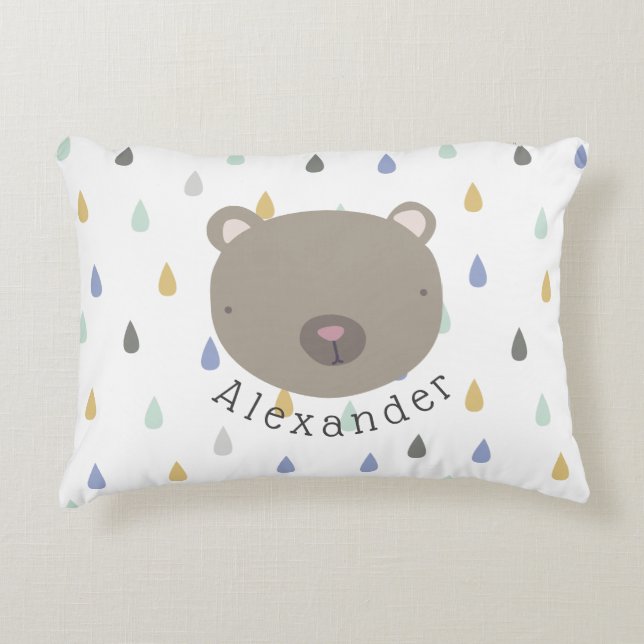 Anpassade Namn Cute Bear Prydnadskudde (Framsidan)