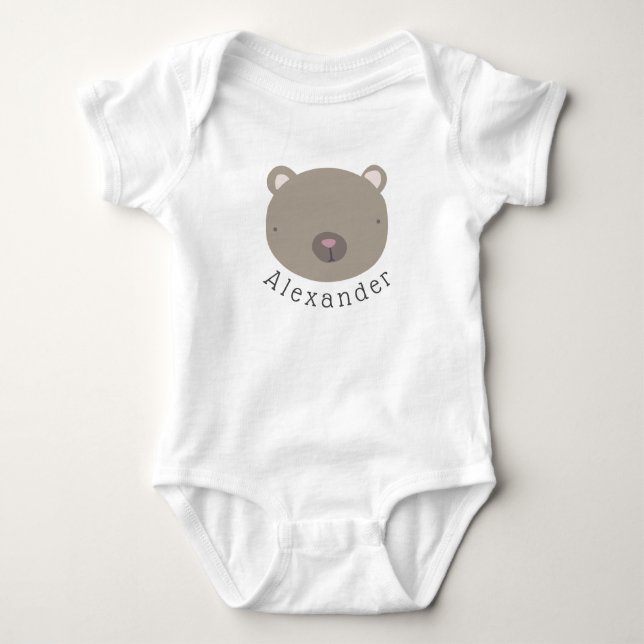 Anpassade Namn Cute Bear T Shirt (Framsida)