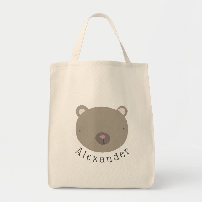 Anpassade Namn Cute Bear Toit Bag Tygkasse (Framsidan)